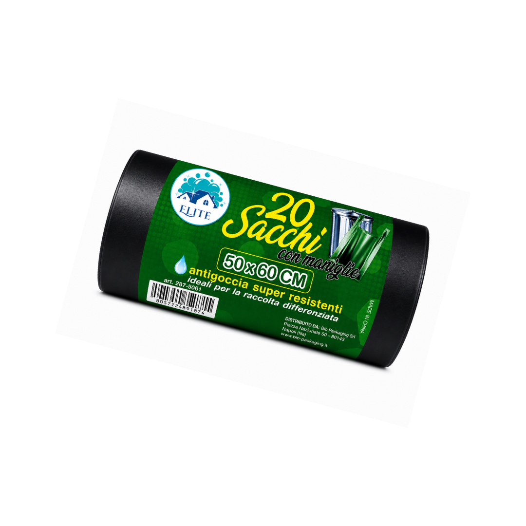 Immagine Sacchi rifiuti shoppers 50x60 cm nero conf.20pz