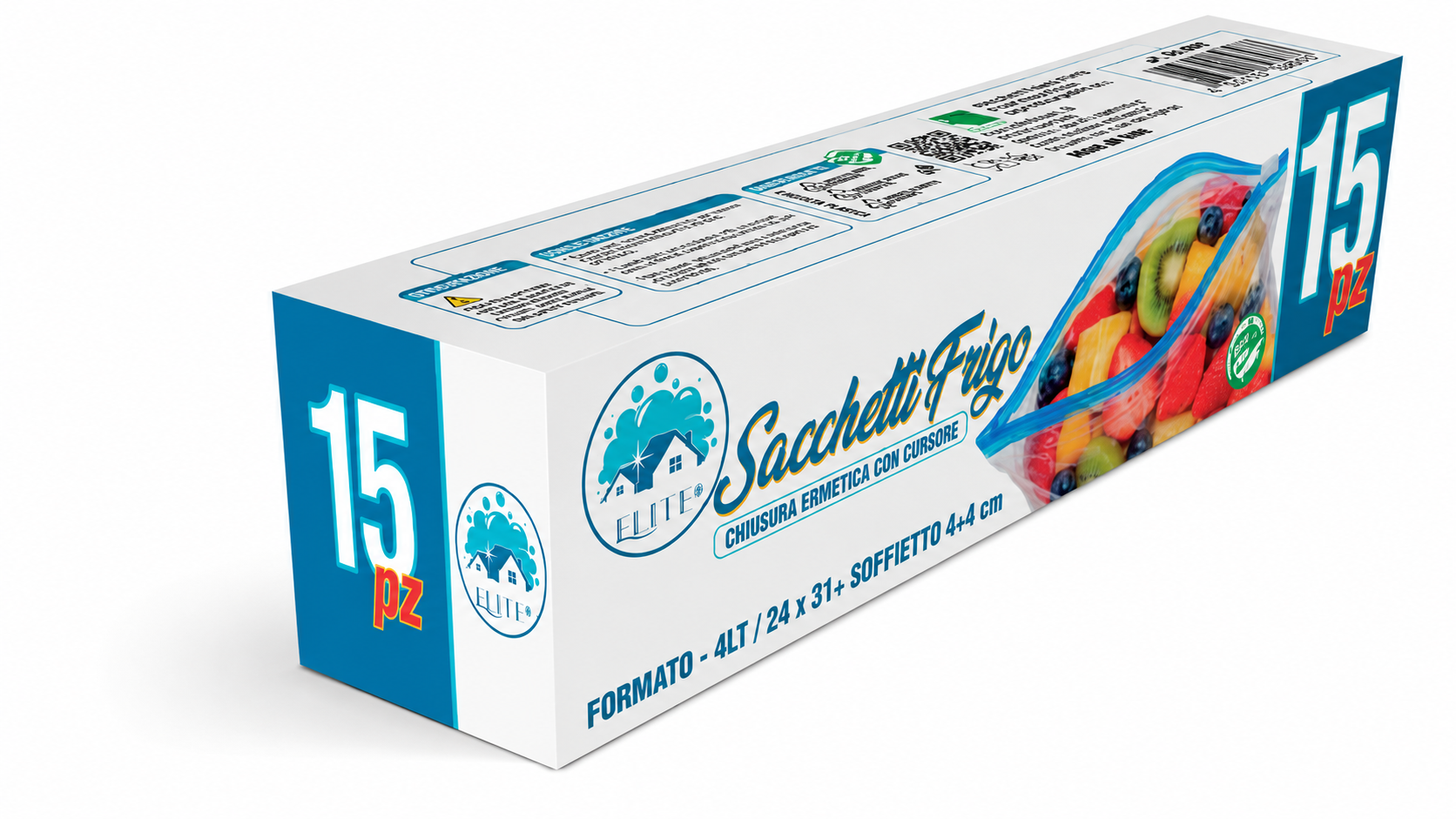 Immagine Sacchetti apri chiudi riutilizzabili 15 pz / 4 lt