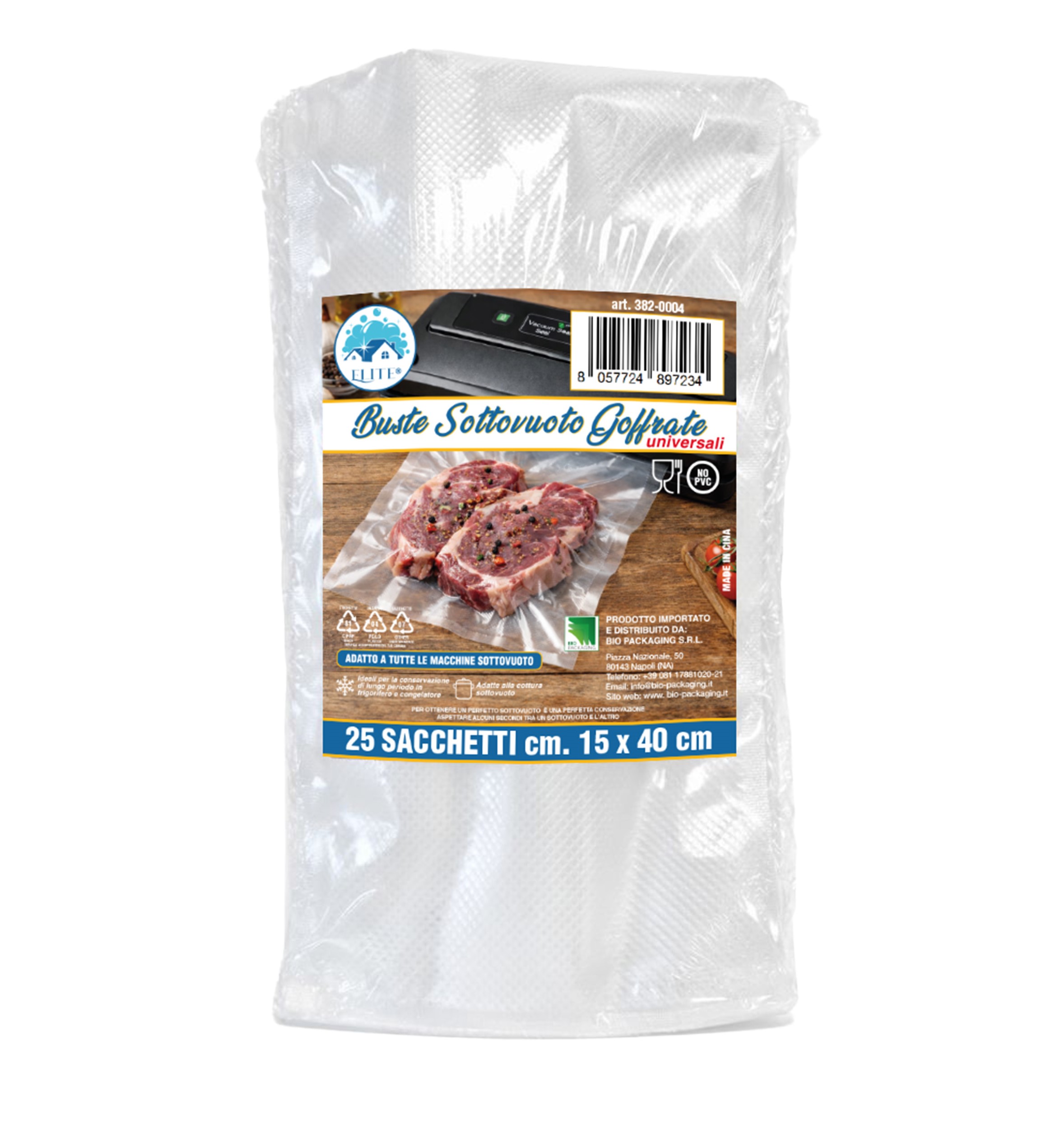 Immagine Sacchetti sottovuoto goffrati 15x40 cm - 25 pz
