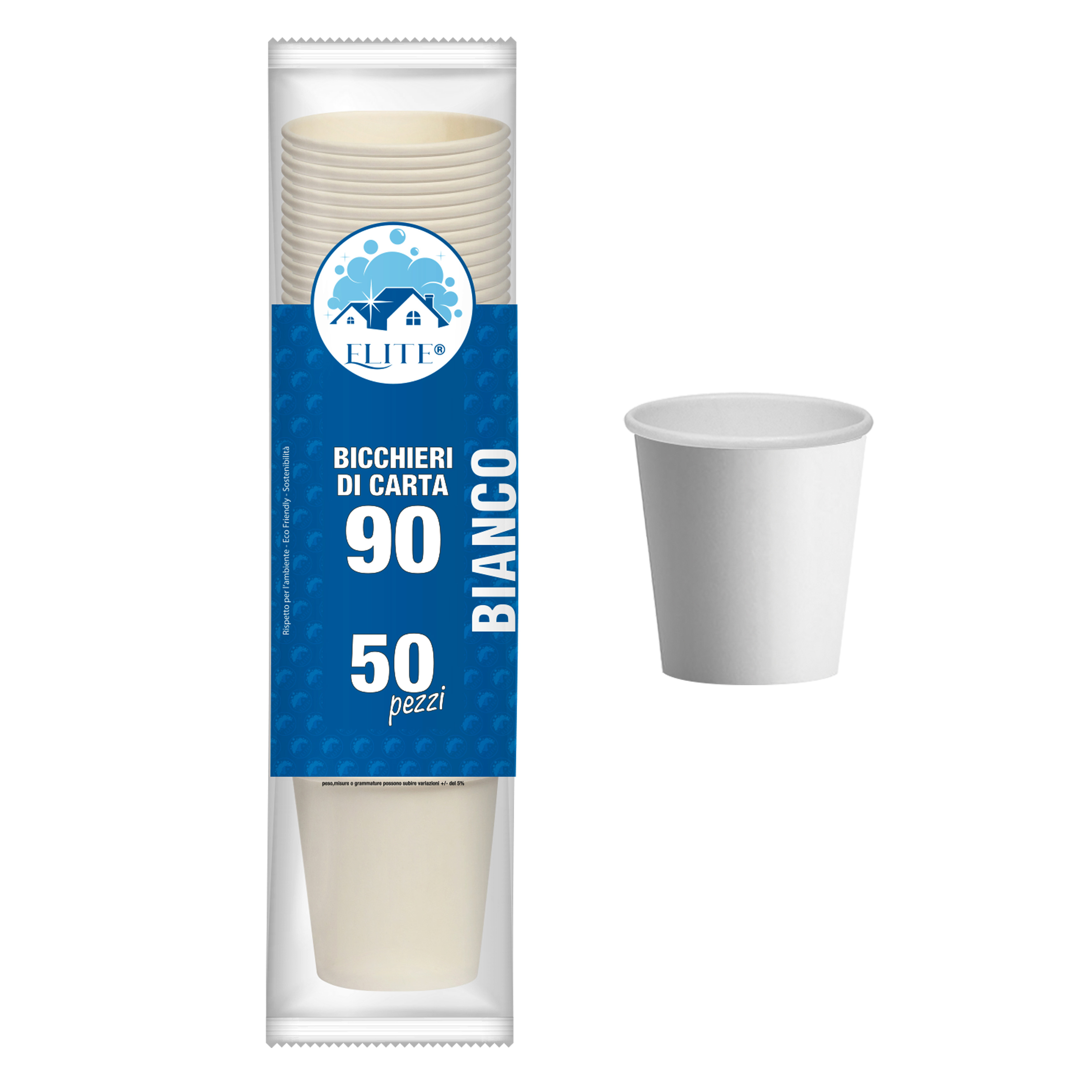 Immagine Bicchieri carta 90ml bianchi conf. 50 pz