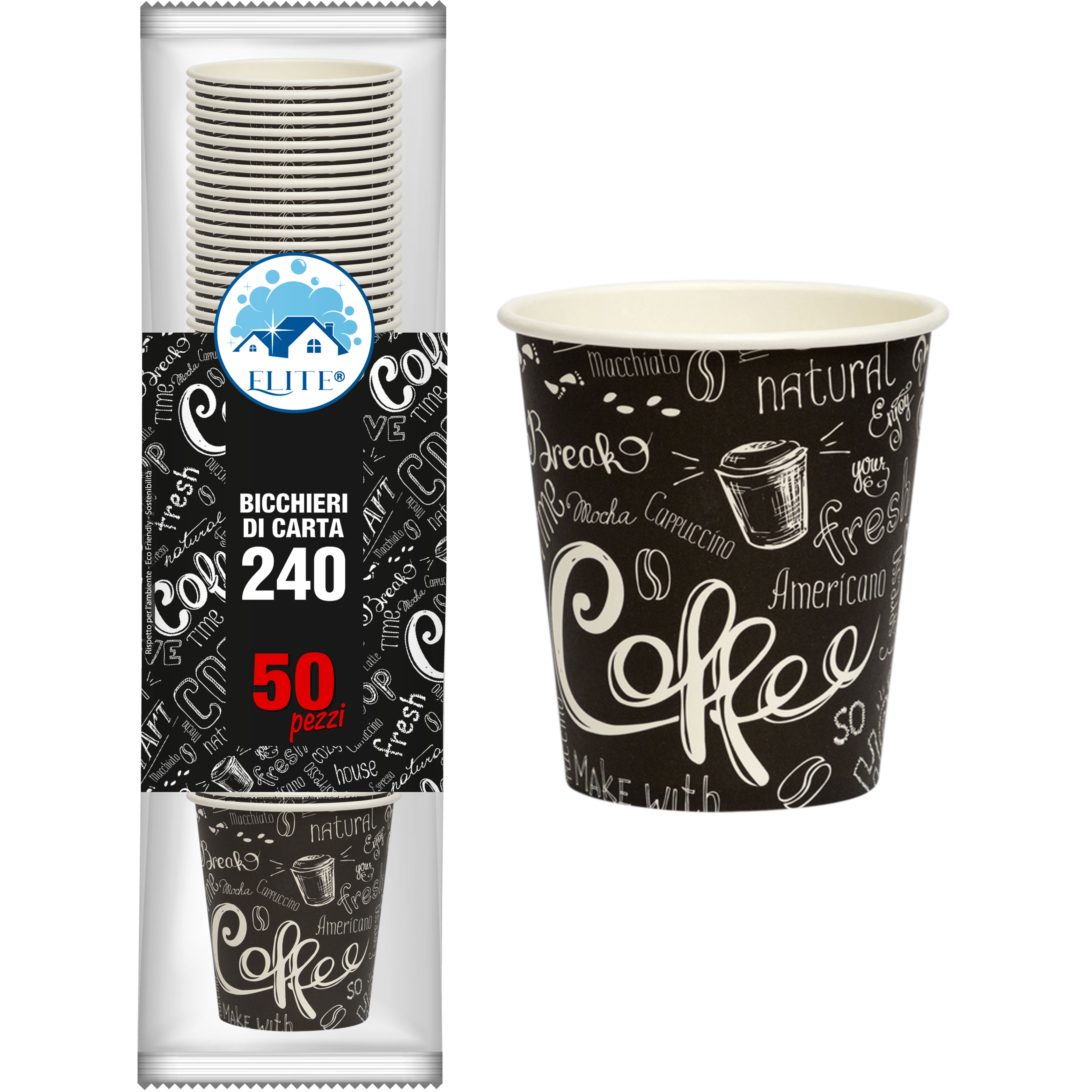 Immagine Bicchieri carta 240ml fresh coffe conf. 50 pz