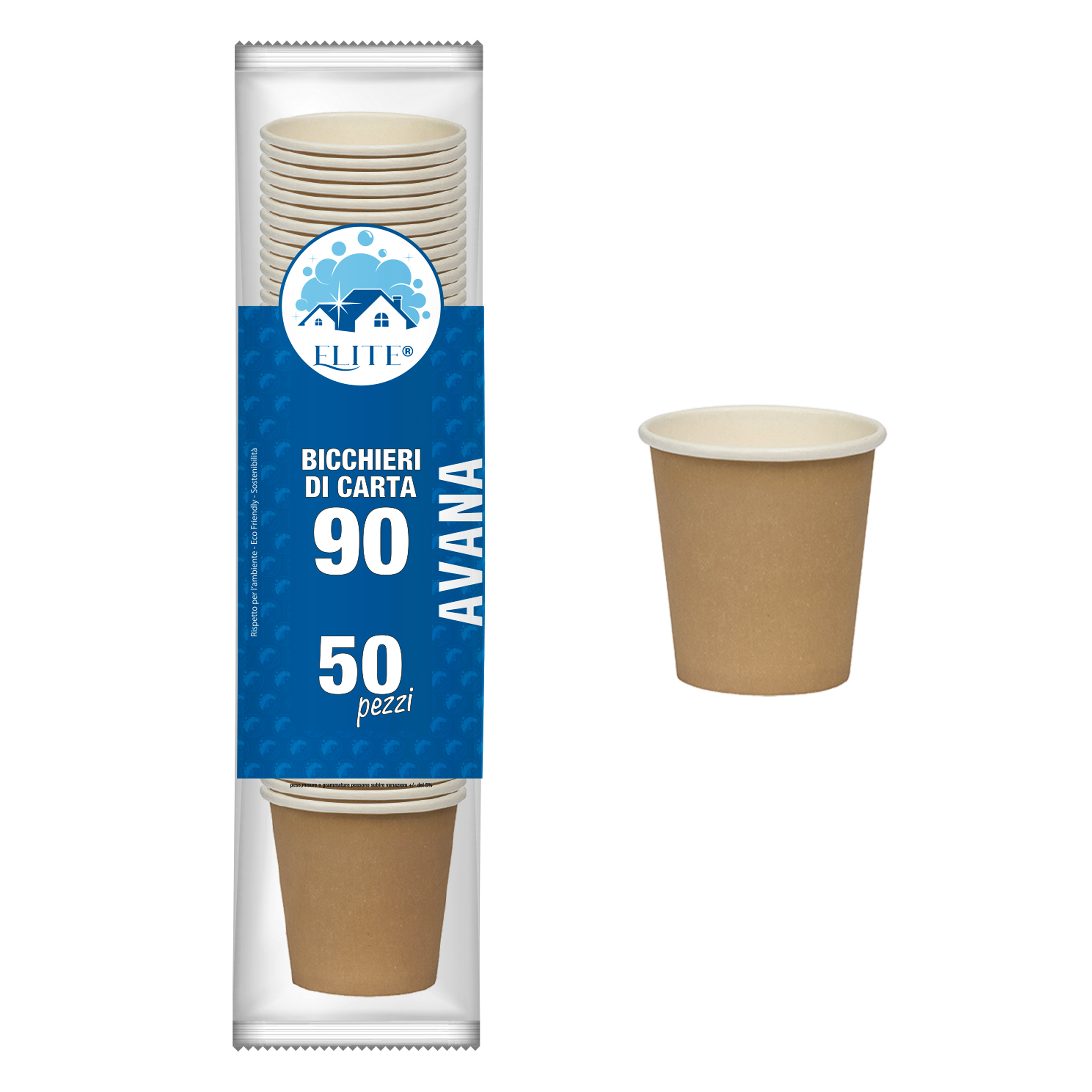 Immagine Bicchieri carta 90ml avana conf. 50 pz