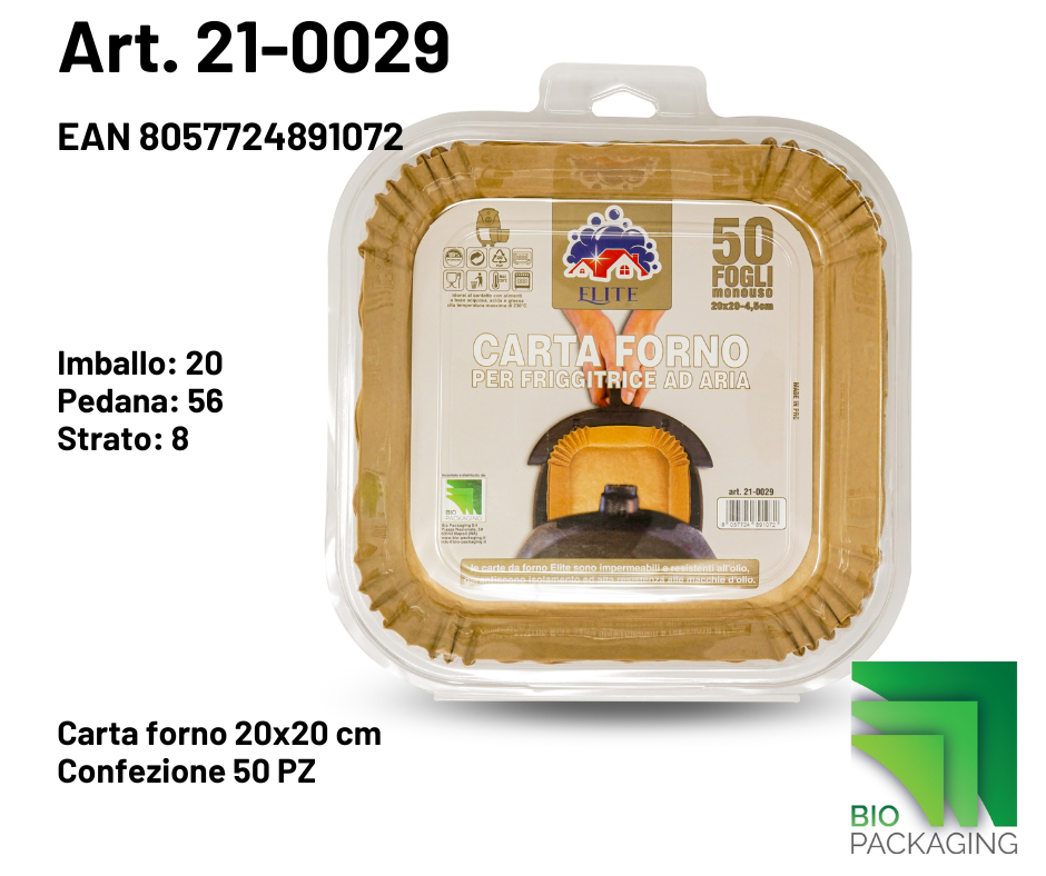 Immagine Carta forno per friggitricearia 20x20cm conf.50pz