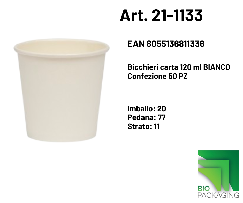 Immagine Bicchieri carta 120ml bianchi conf. 50 pz
