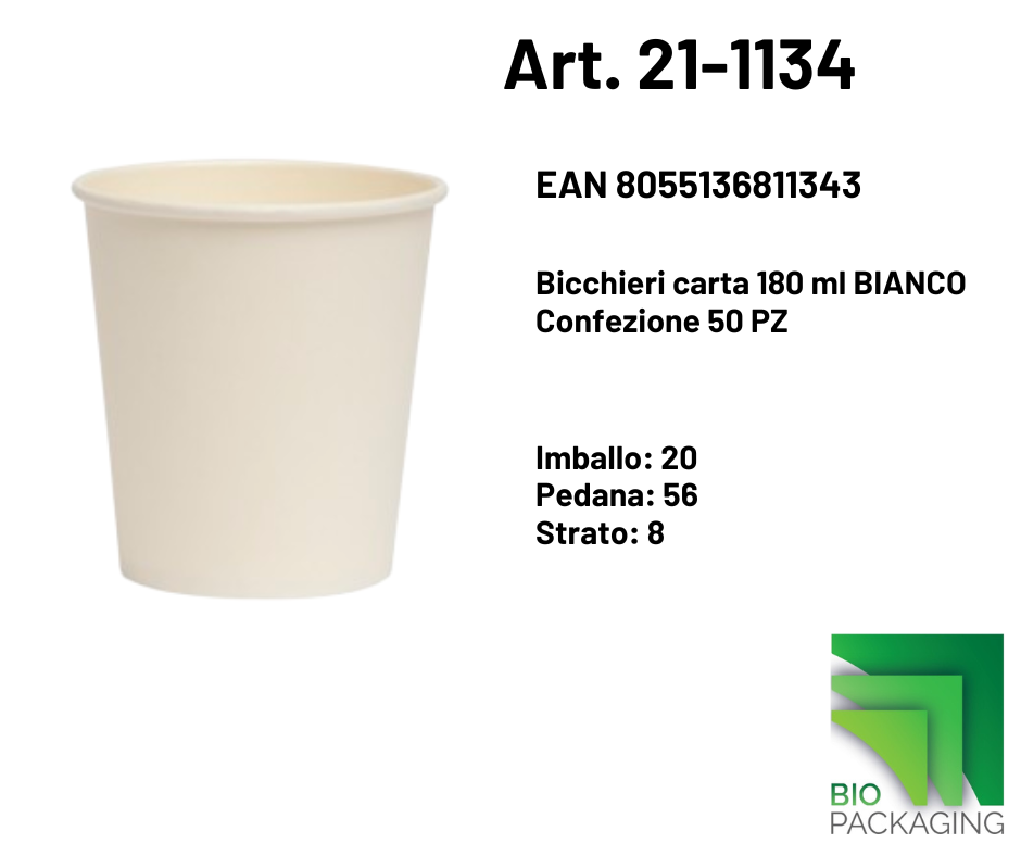 Immagine Bicchieri carta 180 ml bianchi conf. 50 pz