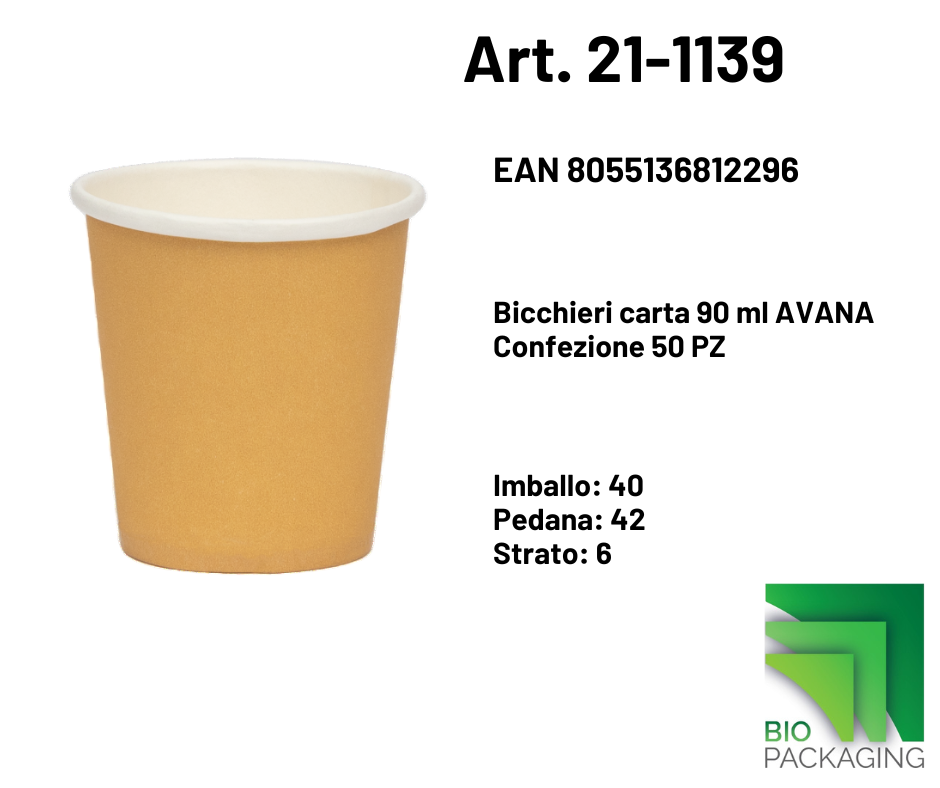 Immagine Bicchieri carta 90ml avana conf. 50 pz
