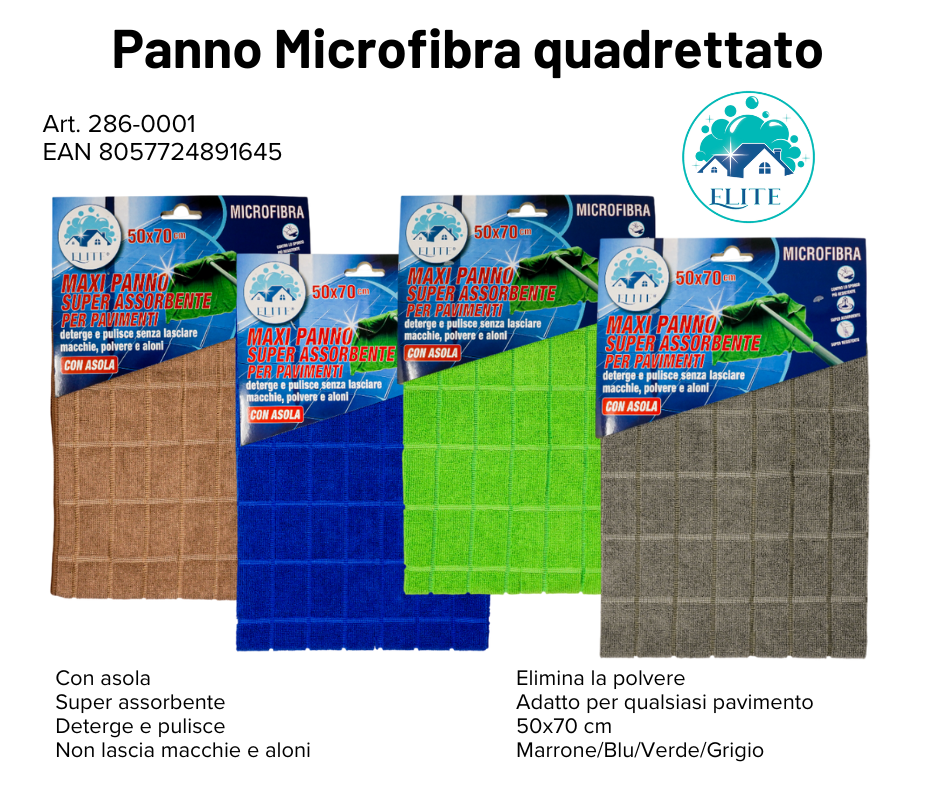 Immagine Panno microfibra quadrettato 50*70 col ass. blu/verde/marron/grigio