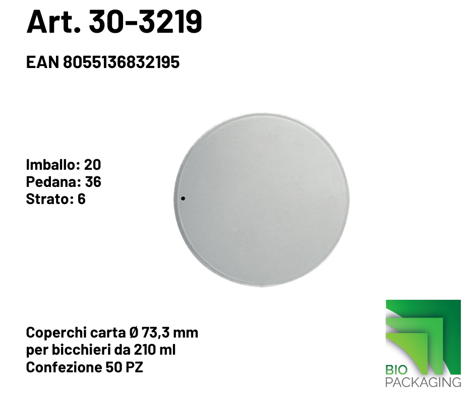 Immagine Coperchi carta Ø 73,3mm 210ml conf. 50 pz