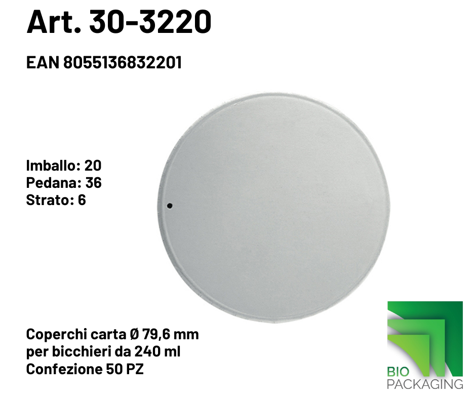 Immagine Coperchi carta Ø 79,6mm 240ml conf. 50 pz