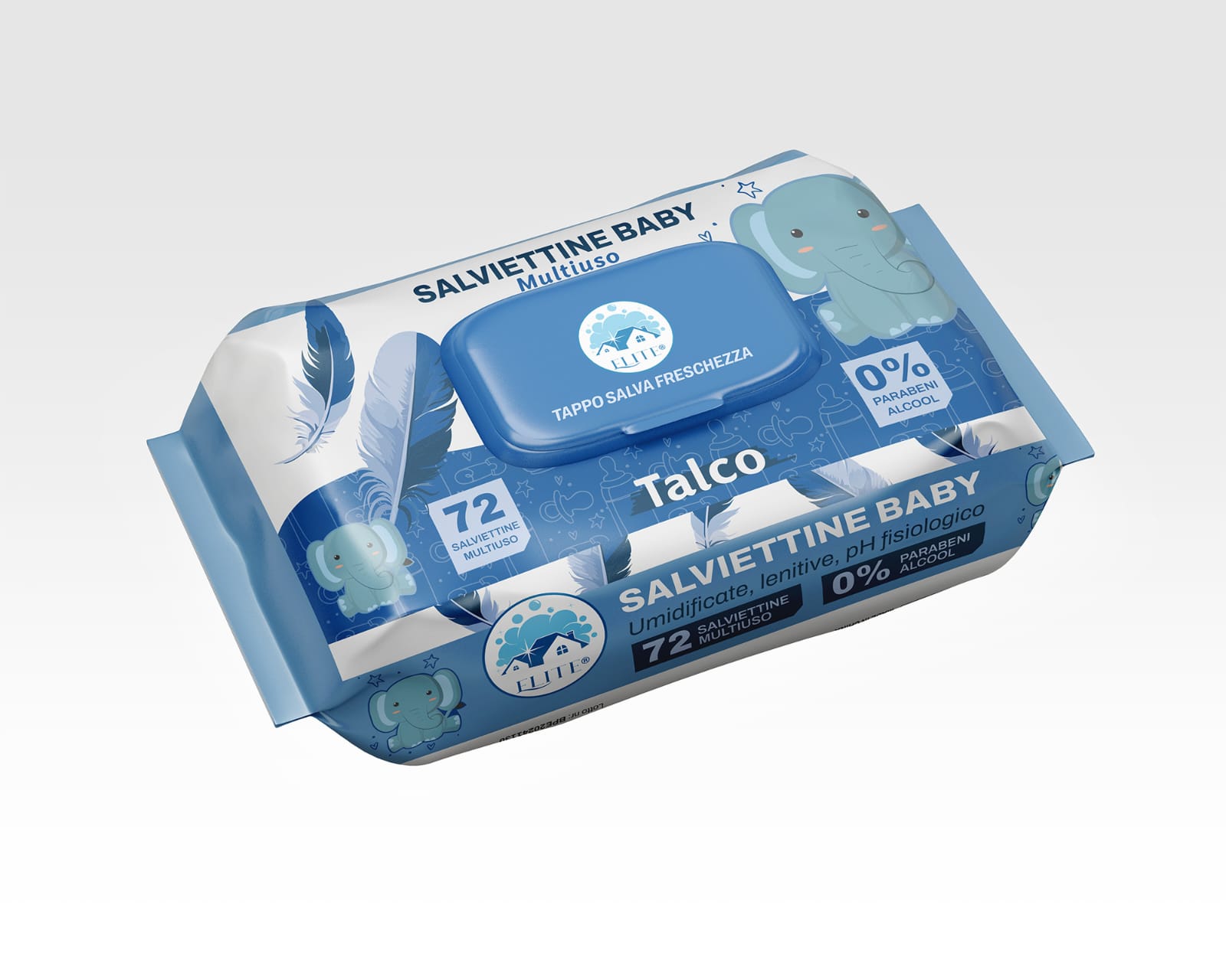 Immagine Salviettine multisuo detergenti talco conf. 72 pz