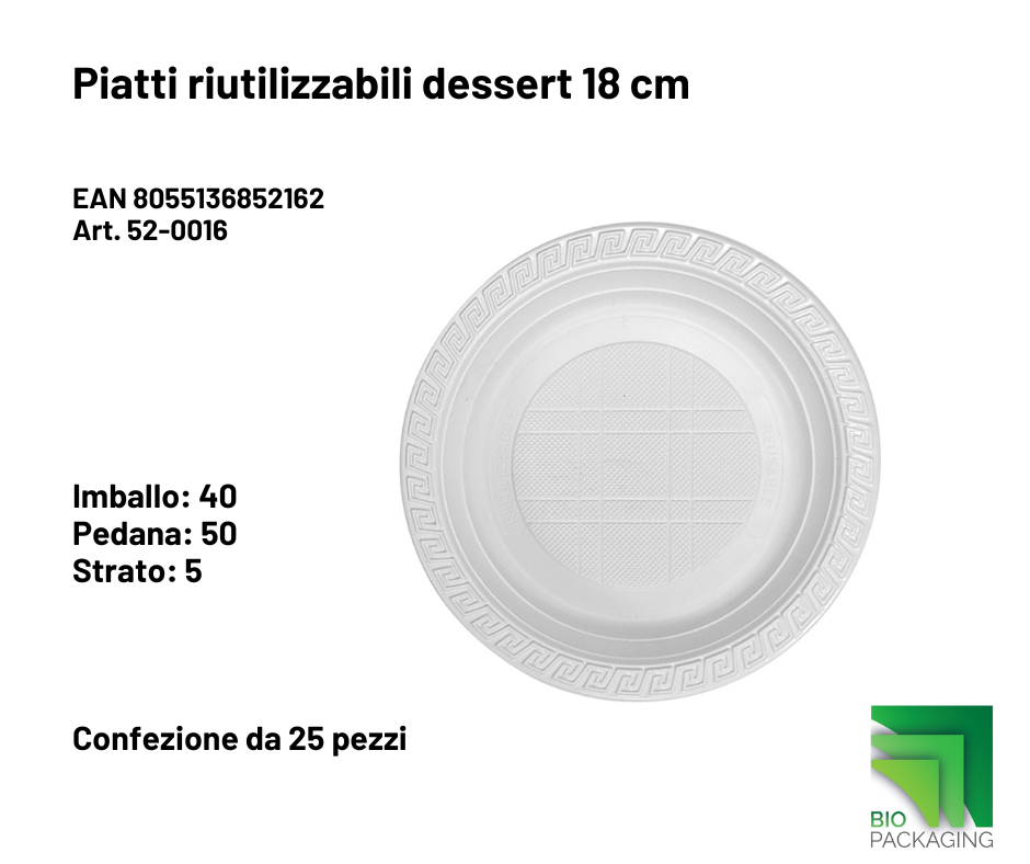 Immagine Piatti plastica reusable dessert Ø18cm conf. 25 pz