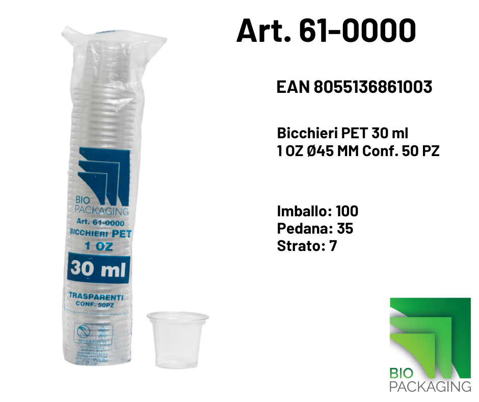 Immagine Bicchieri pet 30ml/1oz Ø45 conf. 50 pz