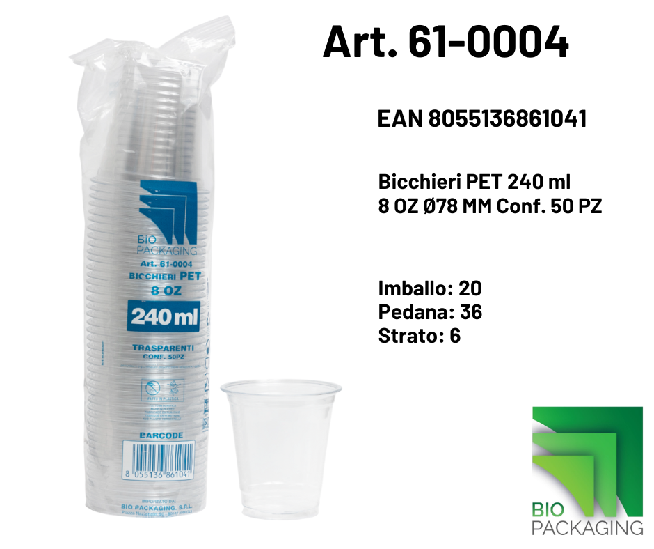 Immagine Bicchieri pet 240ml/8oz Ø78 mm conf. 50 pz