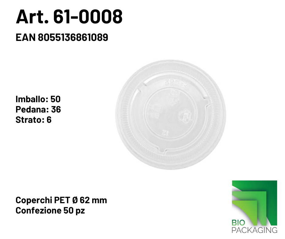 Immagine Coperchi pet Ø 62 mm conf. 50 pz