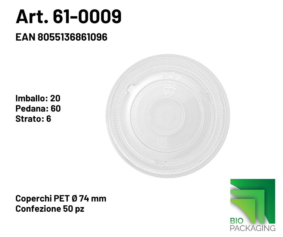 Immagine Coperchi pet Ø 74mm conf. 50 pz
