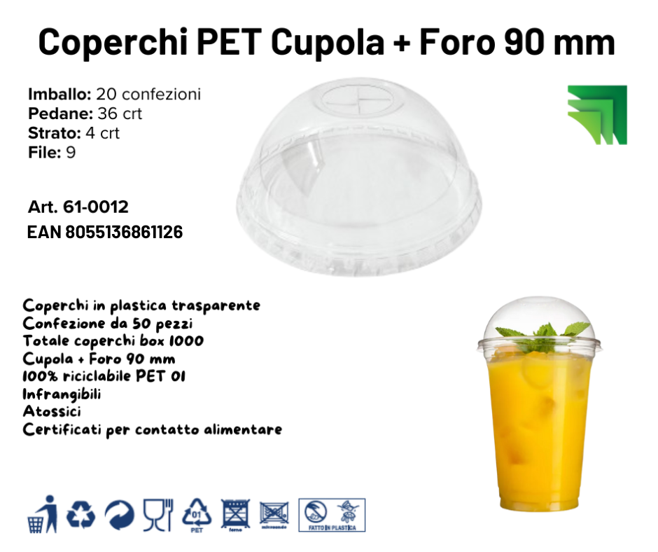 Immagine Coperchi pet Ø 90mm conf. 50 pz
