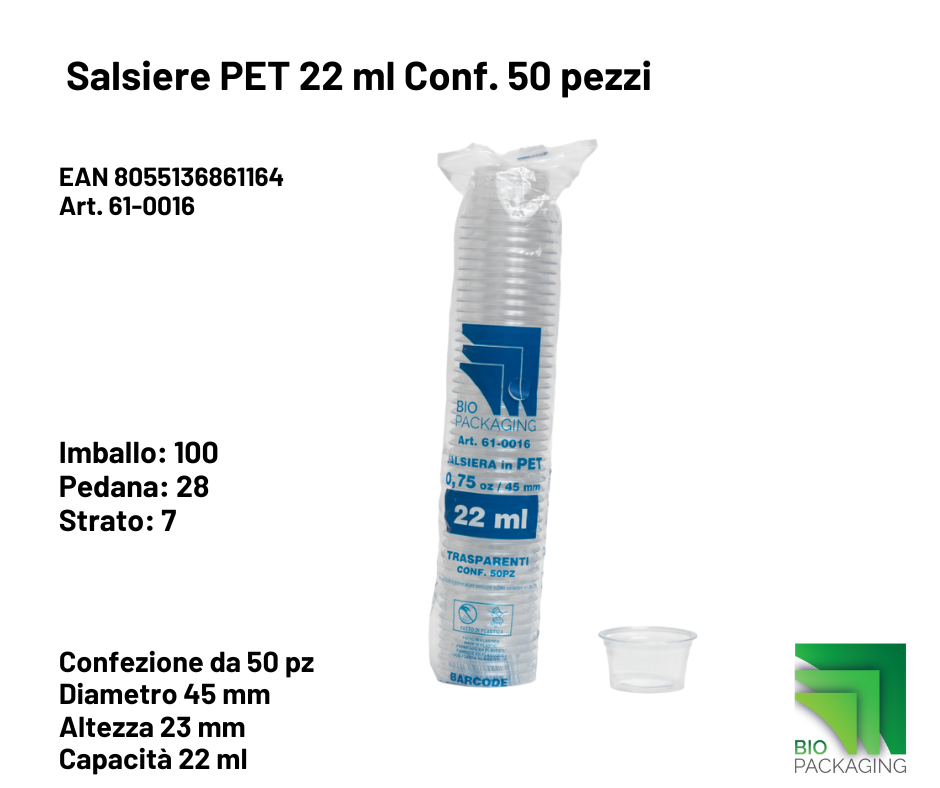 Immagine Salsiera pet Ø 45x23mm 22ml conf. 50 pz