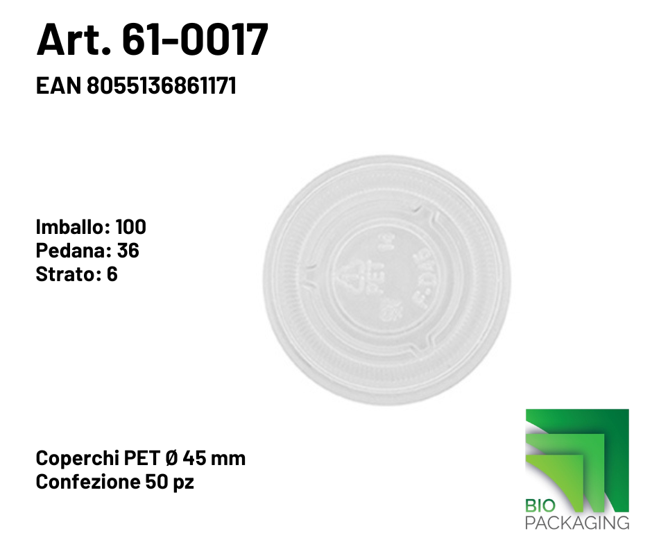 Immagine Coperchi pet Ø 45mm conf. 50 pz