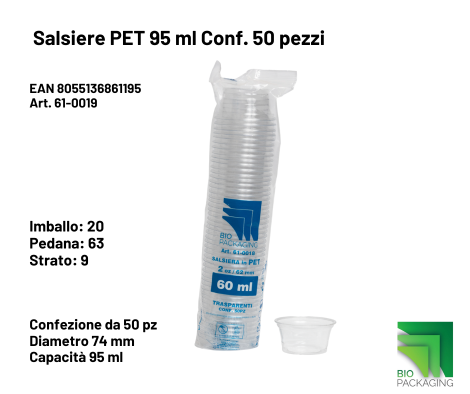 Immagine Salsiera pet Ø74mm 52x37mm 95ml conf. 50 pz
