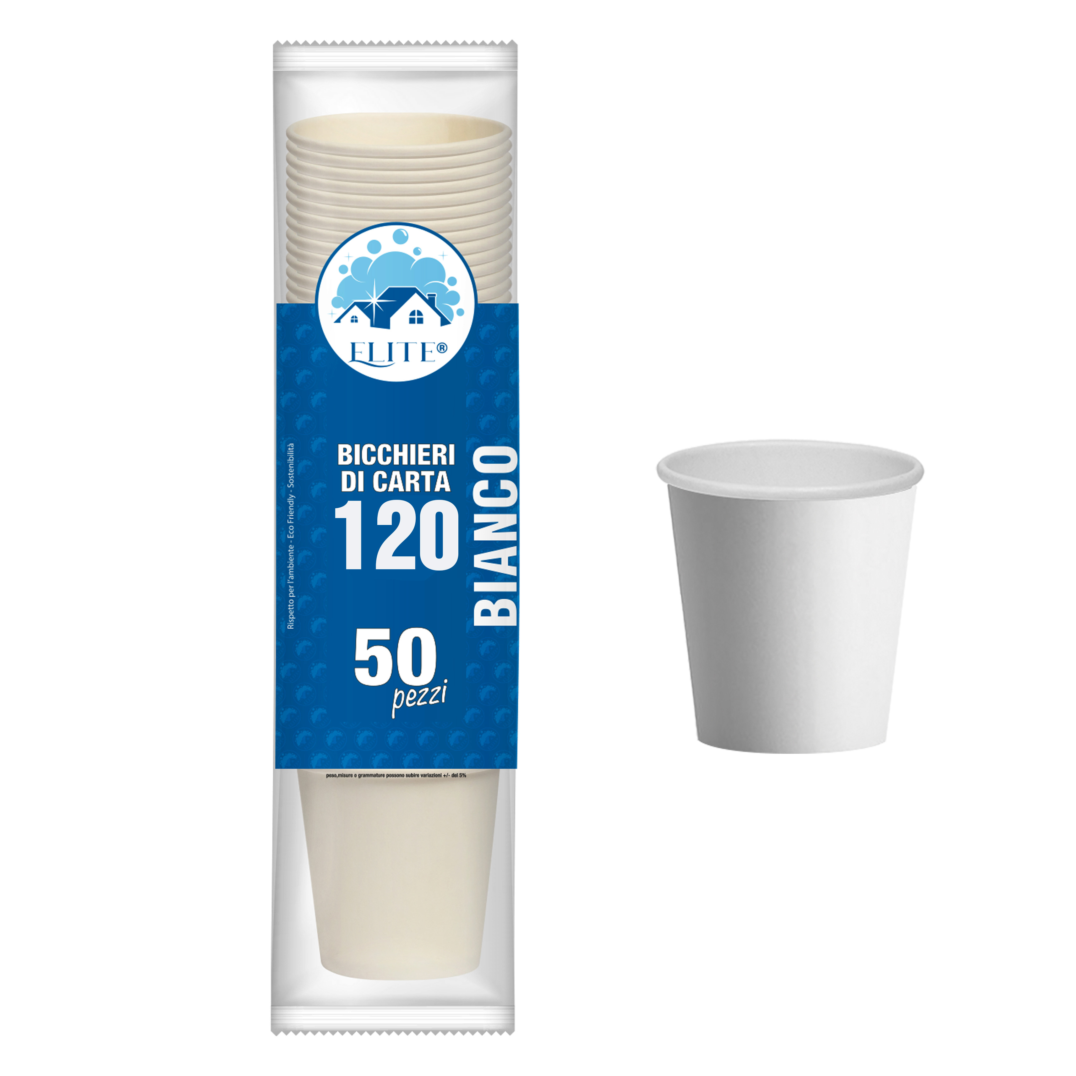 Immagine Bicchieri carta 120ml bianchi conf. 50 pz