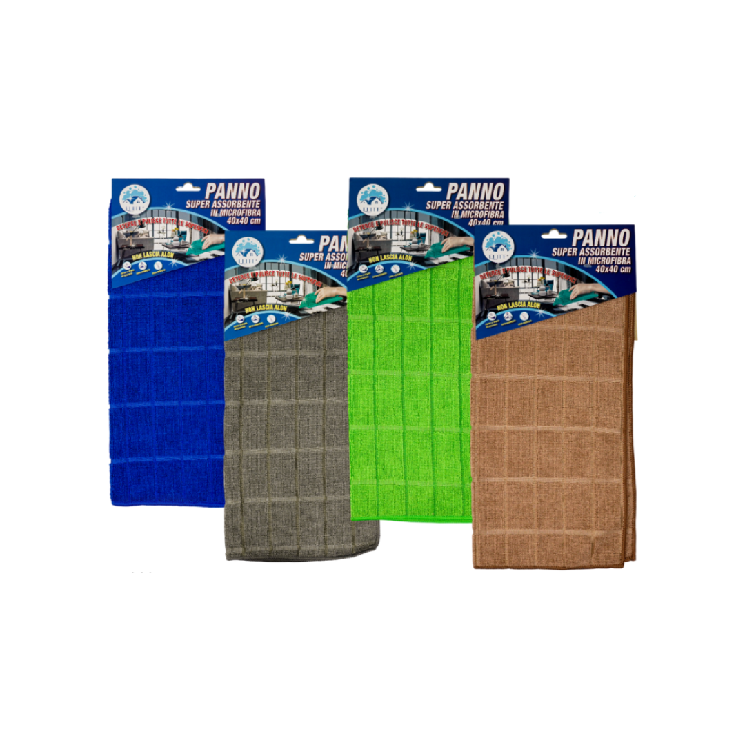 Immagine Panno microfibra quadrettato 40*40 col.ass. blu/verde/marrone/grigio
