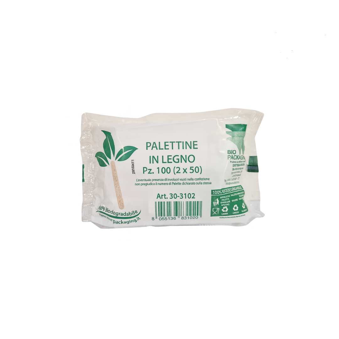Immagine Palettine legno 90x9mm conf 100 pz (2x50) incarto singolo