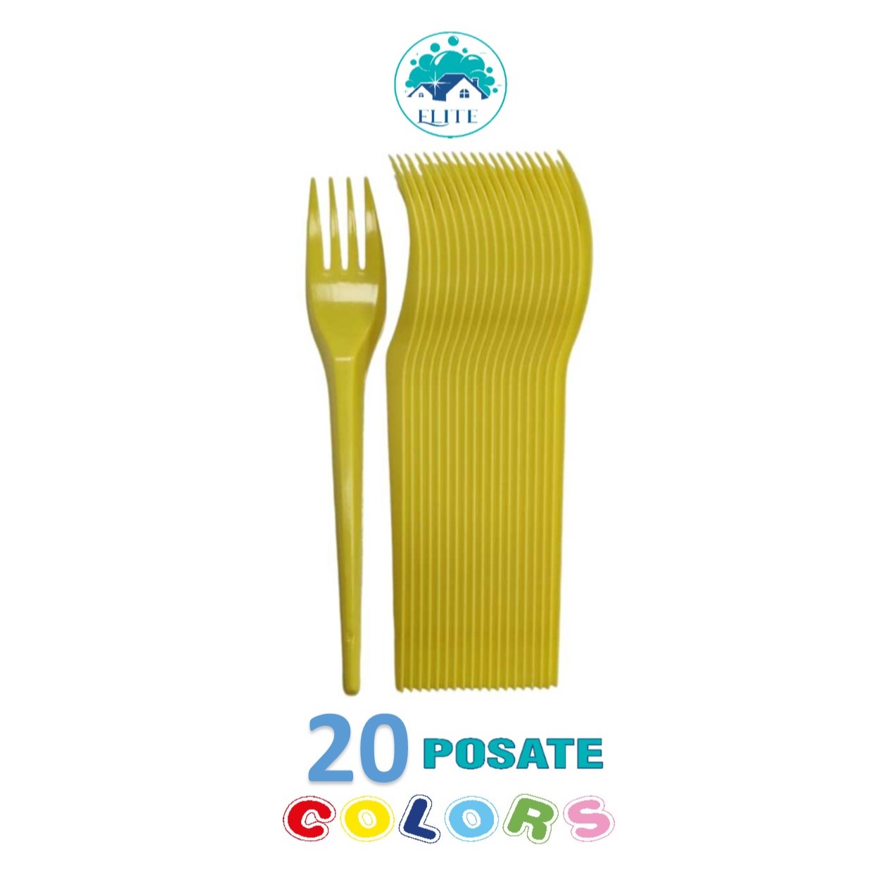 Immagine Forchette gialle conf. 20 pz elite riutilizzabili