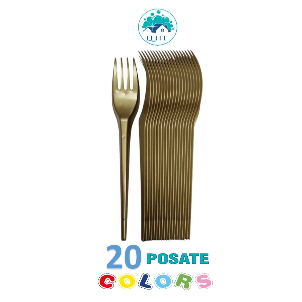 Immagine Forchette oro conf. 20 pz elite riutilizzabili
