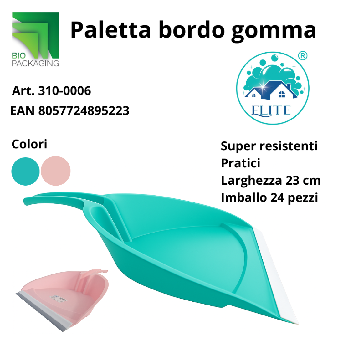 Immagine Paletta bordo gomma cm 23 verde tiffany/rosa confetto