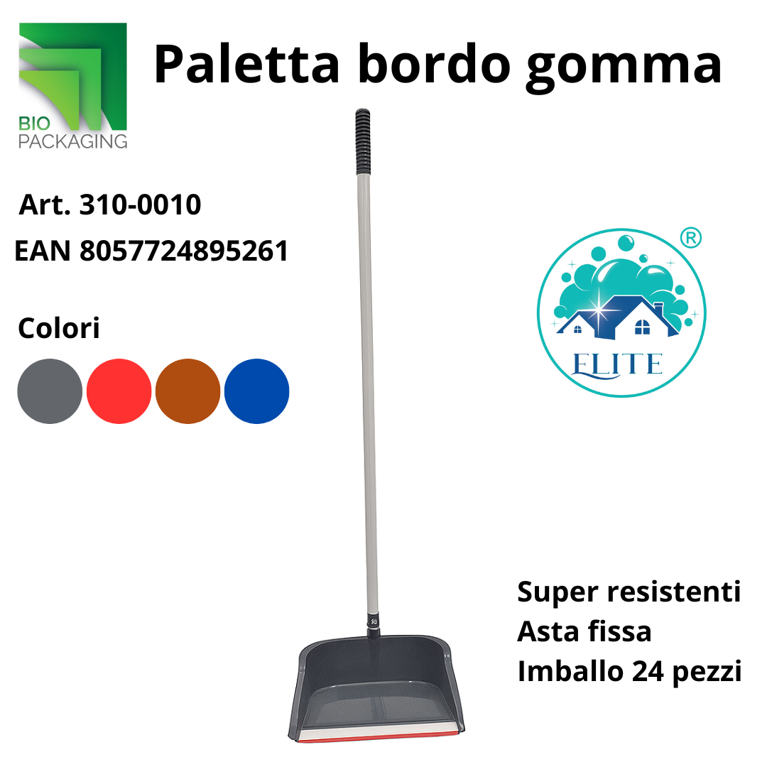 Immagine Paletta bordo gomma asta fissa rossa/blu/grigia/marrone