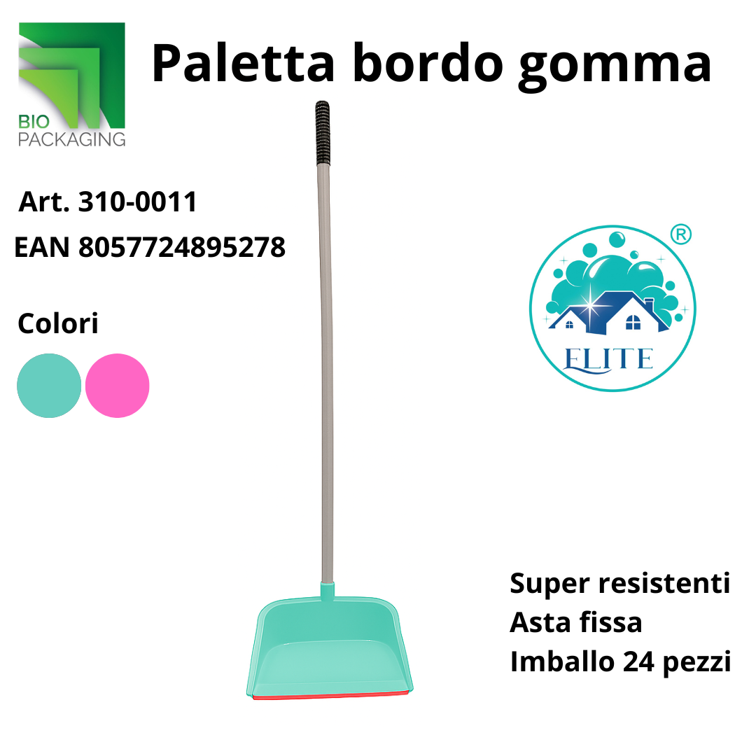 Immagine Paletta bordo gomma asta fissa verde tiffany/rosa pastello
